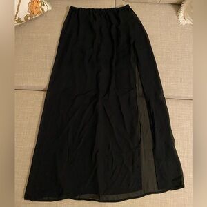 Black Sheer Maxi Skirt With Slit